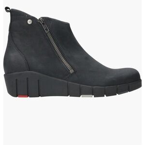 Wolky phoenix zip up Wedge Ankle Boot booties Side Zip leather water resistant